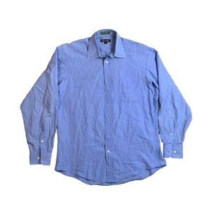 Faconnable Shirt Adult 3 15.5 Large Blue Button Up‎ Casual Dress USA Made Mens